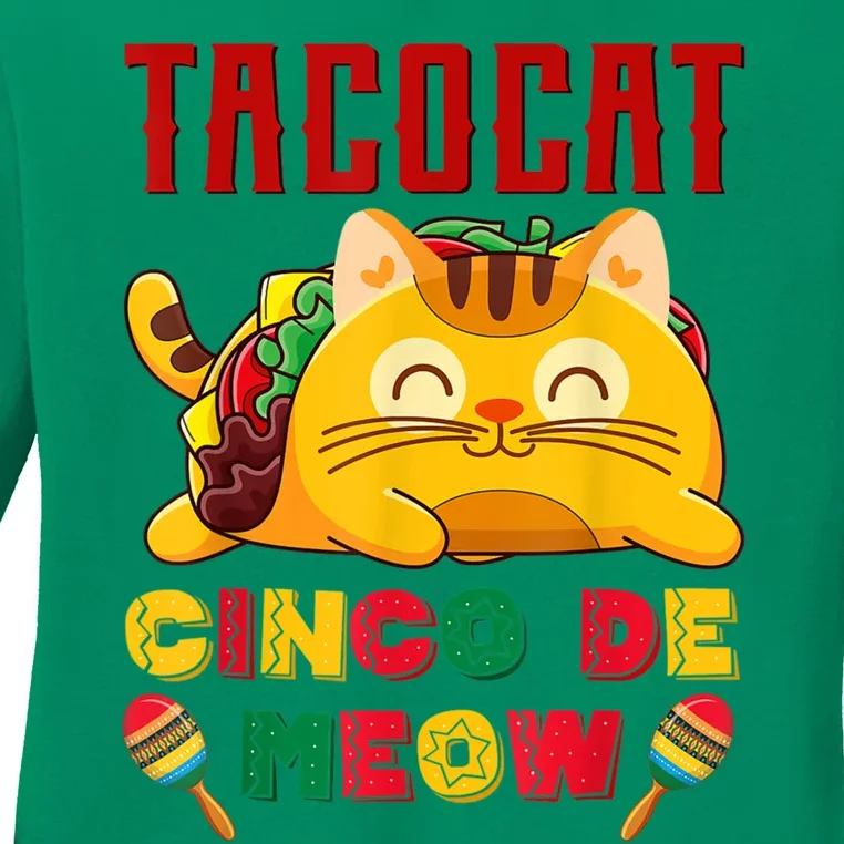 Taco Cat Cinco De Meow Mexican Fiesta Cat Lovers Cinco De Mayo Ladies Long Sleeve Shirt