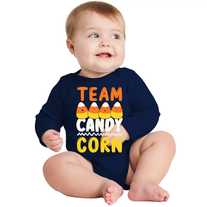 Team Candy Corn Funny Halloween Scary Lazy Costume Baby Long Sleeve Bodysuit