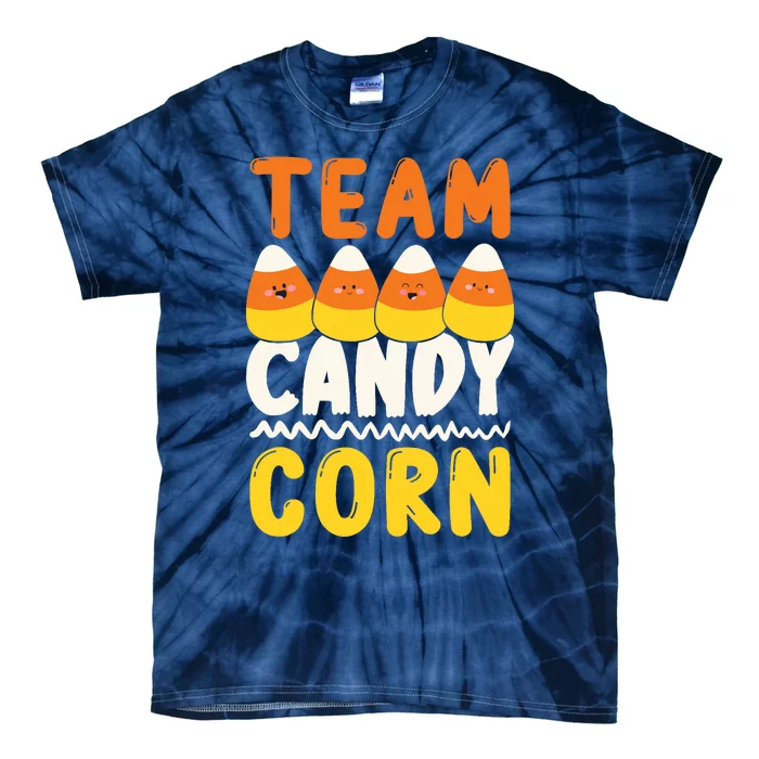 Team Candy Corn Funny Halloween Scary Lazy Costume Tie-Dye T-Shirt