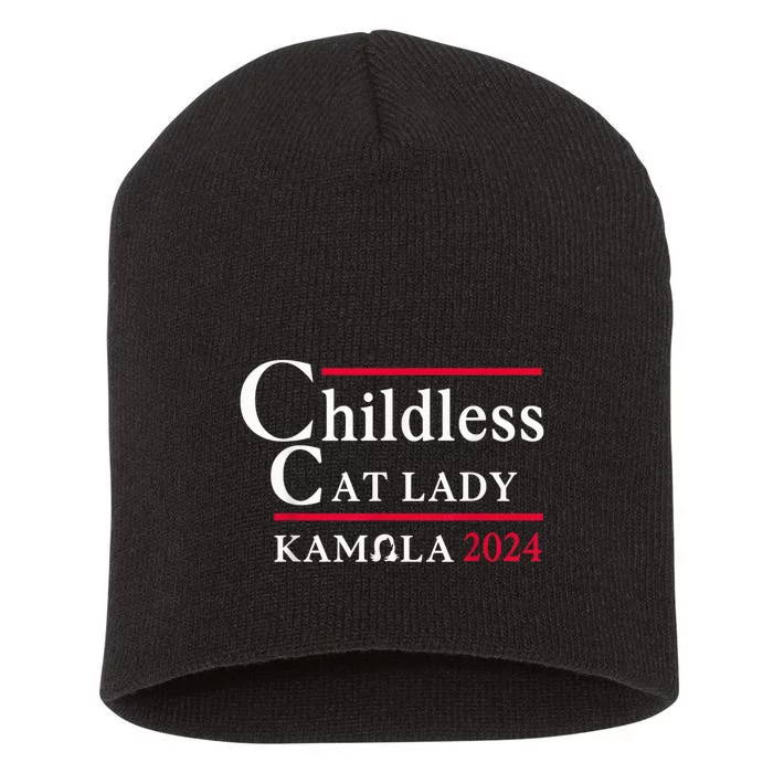 This Childless Cat Lady Is Voting Kamala Election 2024 Short Acrylic Beanie