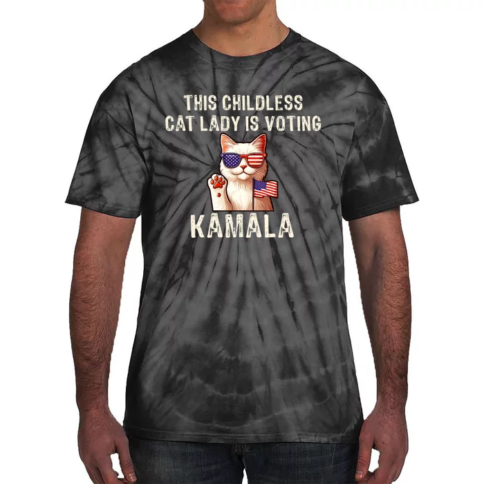 This Childless Cat Lady Is Voting Kamala 2024 Tie-Dye T-Shirt