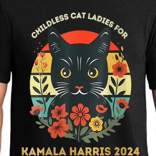 This Childless Cat Lady Is Voting Kamalaharris 2024 Voting Kamala Election 2024 Pajama Set