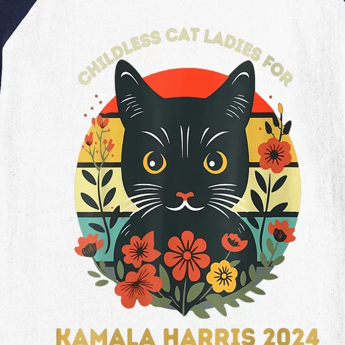 This Childless Cat Lady Is Voting Kamalaharris 2024 Voting Kamala Election 2024 Baseball Sleeve Shirt