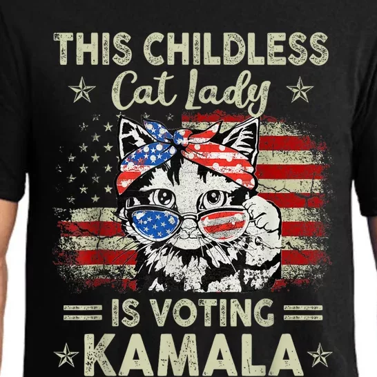 This Childless Cat Lady Is Voting Kamalaharris 2024 Voting Kamala Election 2024 Pajama Set