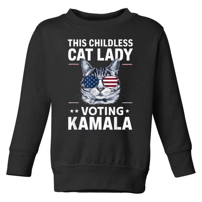 This Childless Cat Lady Is Voting Kamalaharris 2024 Voting Kamala Election 2024 Toddler Sweatshirt