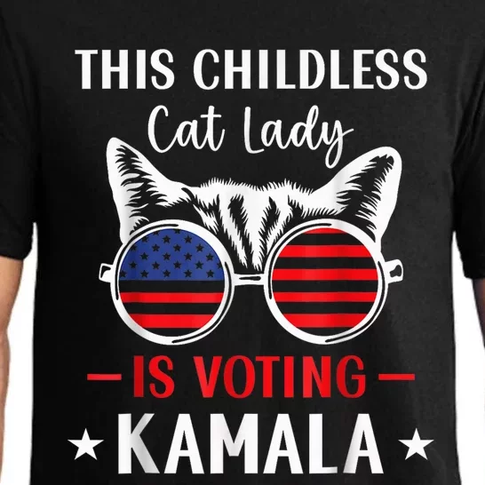 This Childless Cat Lady Ladies Is Voting Kamala Voting Kamala Election 2024 Pajama Set