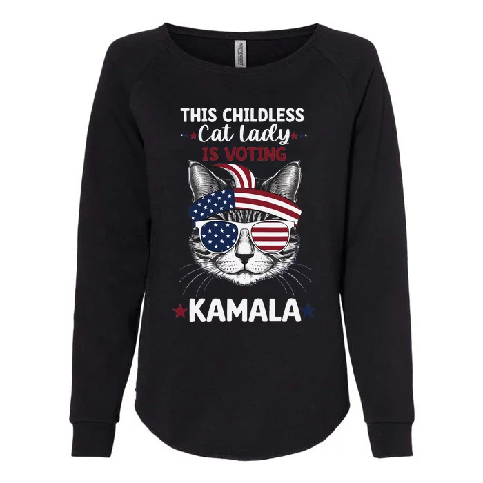 This Childless Cat Lady Ladies Is Voting Kamala Election 24 Womens California Wash Sweatshirt