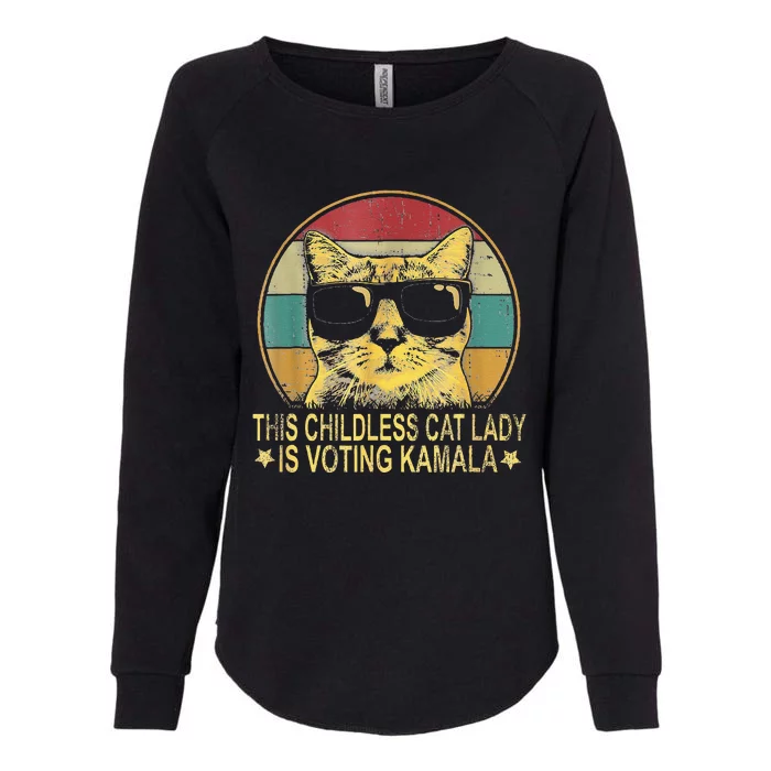 This Childless Cat Lady Is Voting Kamala Cat Lovers Funny Womens California Wash Sweatshirt