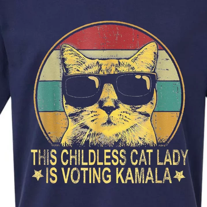 This Childless Cat Lady Is Voting Kamala Cat Lovers Funny Sueded Cloud Jersey T-Shirt