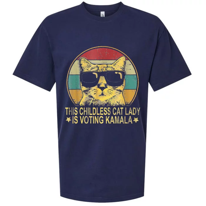 This Childless Cat Lady Is Voting Kamala Cat Lovers Funny Sueded Cloud Jersey T-Shirt