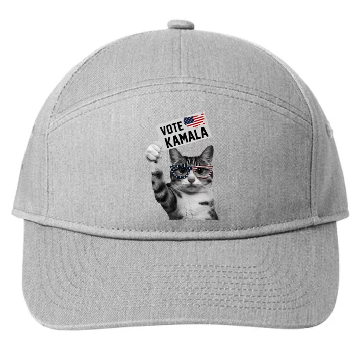 This Childless Cat Lady Is Voting Kamala 2024 7-Panel Snapback Hat