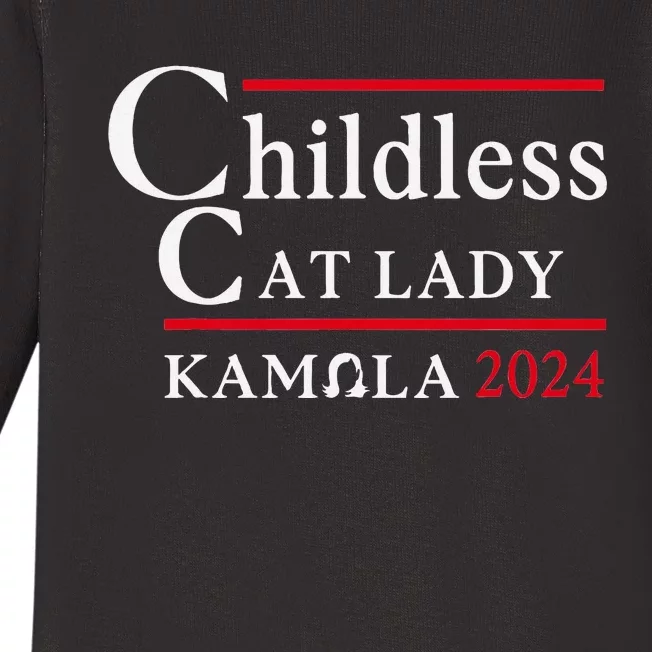 This Childless Cat Lady Is Voting Kamala Election 2024 Baby Long Sleeve Bodysuit