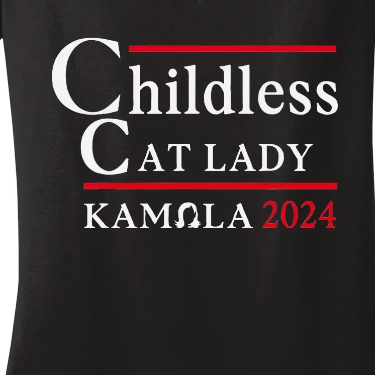 This Childless Cat Lady Is Voting Kamala Election 2024 Women's V-Neck T-Shirt