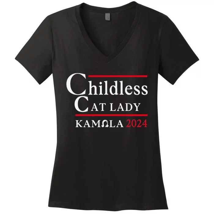 This Childless Cat Lady Is Voting Kamala Election 2024 Women's V-Neck T-Shirt