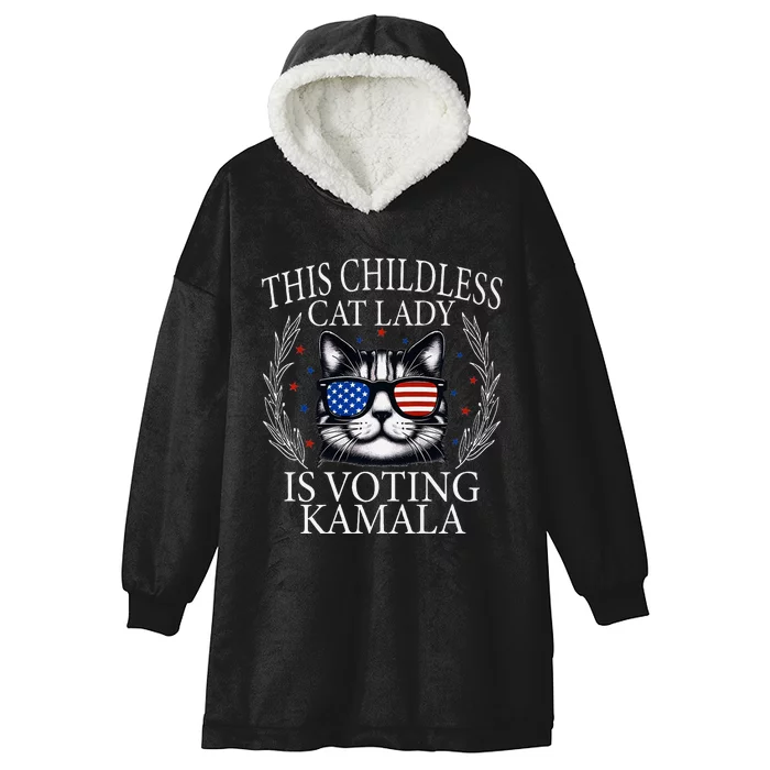 This Childless Cat Lady Is Voting Kamala Premium Hooded Wearable Blanket