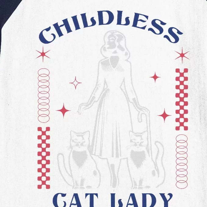 This Childless Cat Lady Ladies Is Voting Retro 2024 Usa Baseball Sleeve Shirt