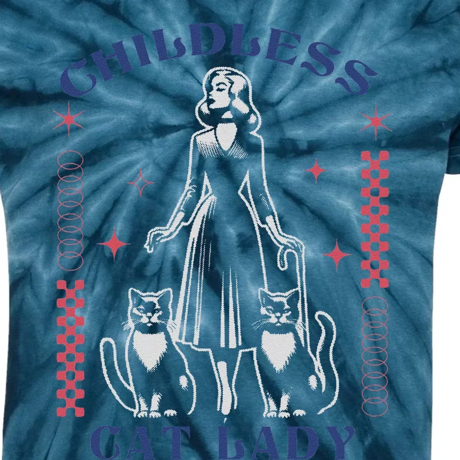 This Childless Cat Lady Ladies Is Voting Retro 2024 Usa Kids Tie-Dye T-Shirt