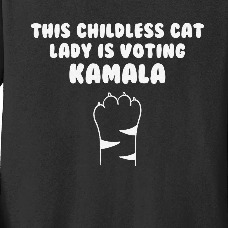 This Childless Cat Lady Is Voting Kamala Kids Long Sleeve Shirt