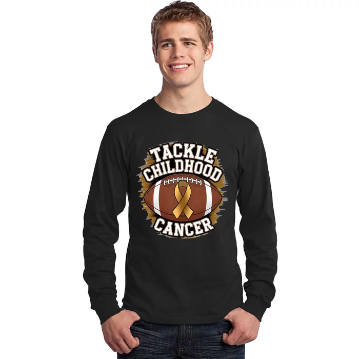 Tackle Childhood Cancer Gold Ribbon Childs Cancer Awareness Long Sleeve Shirt