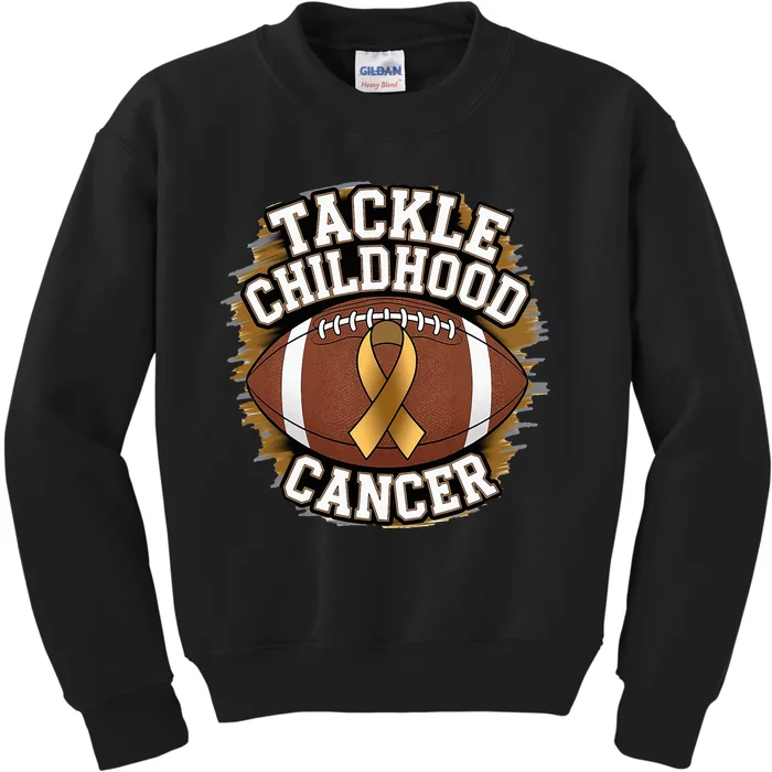 Tackle Childhood Cancer Gold Ribbon Childs Cancer Awareness Kids Sweatshirt