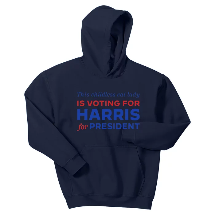 This Childless Cat Lady Is Voting Harris For President 2024 Kids Hoodie