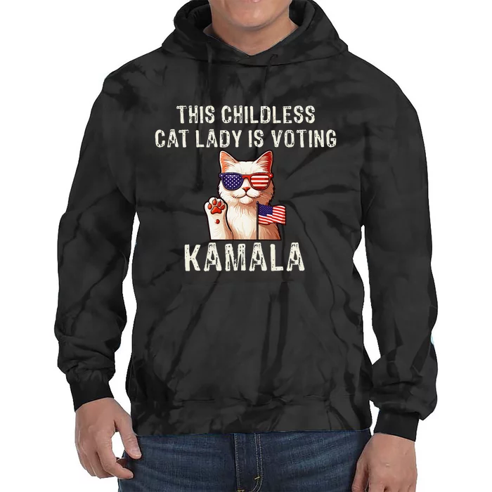 This Childless Cat Lady Is Voting Kamala 2024 Tie Dye Hoodie