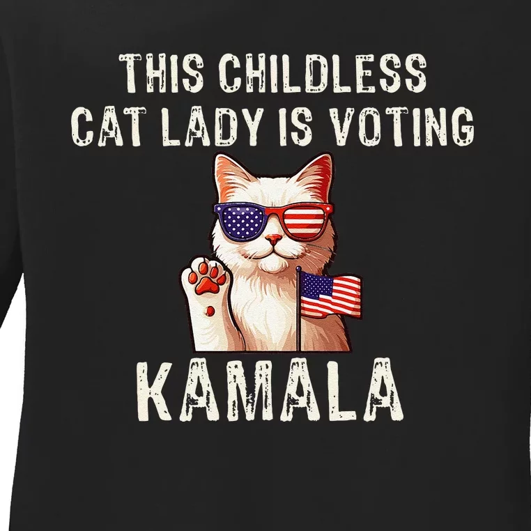 This Childless Cat Lady Is Voting Kamala 2024 Ladies Long Sleeve Shirt