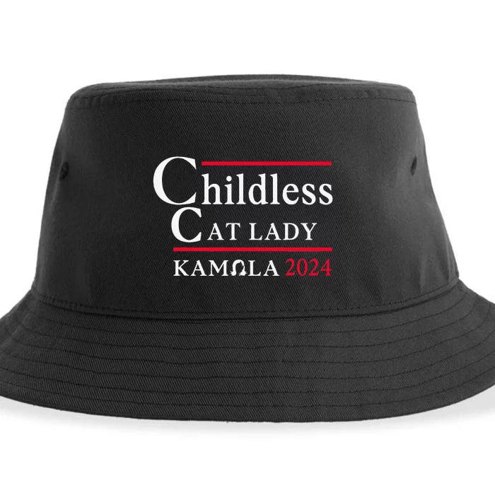 This Childless Cat Lady Is Voting Kamala Election 2024 Sustainable Bucket Hat