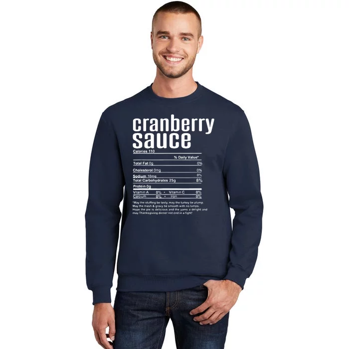 Thanksgiving Christmas Cranberry Sauce Nutritional Facts Tall Sweatshirt