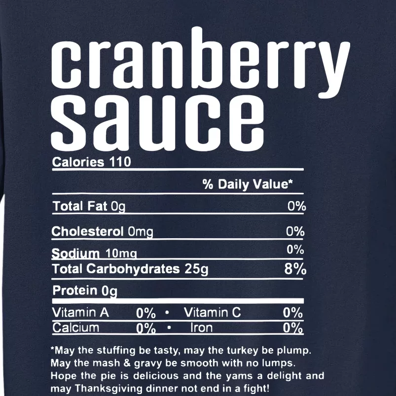 Thanksgiving Christmas Cranberry Sauce Nutritional Facts Tall Sweatshirt