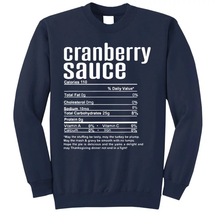 Thanksgiving Christmas Cranberry Sauce Nutritional Facts Tall Sweatshirt