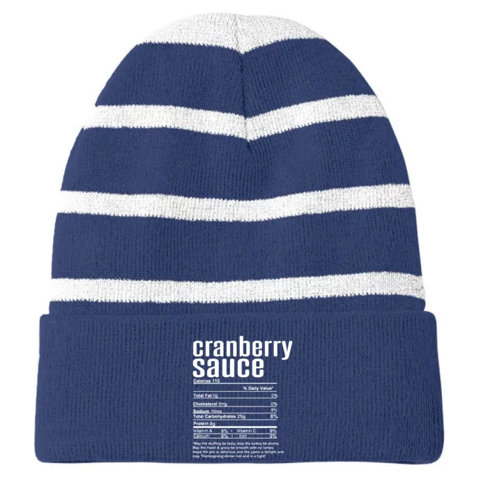 Thanksgiving Christmas Cranberry Sauce Nutritional Facts Striped Beanie with Solid Band