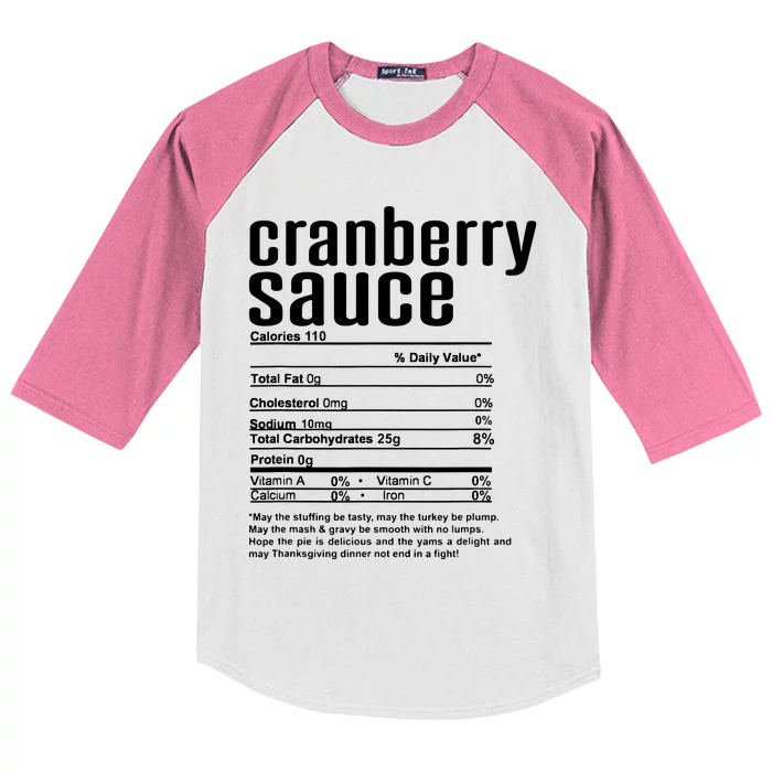 Thanksgiving Christmas Cranberry Sauce Nutritional Facts Kids Colorblock Raglan Jersey