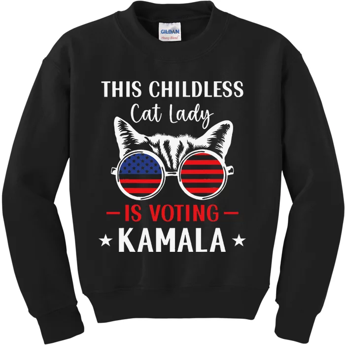 This Childless Cat Lady Is Voting Kamala Harris 2024 Kids Sweatshirt