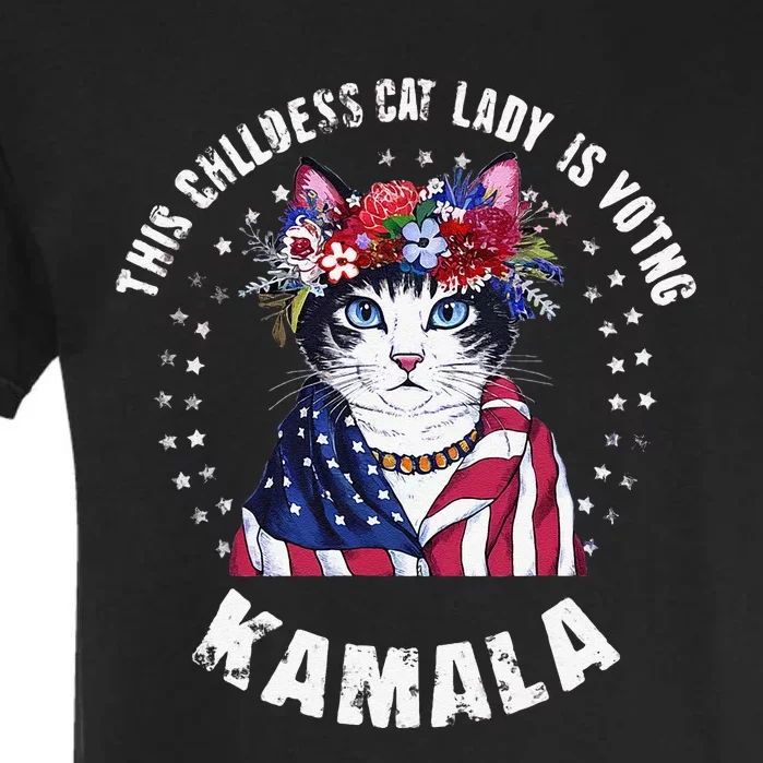 This Childless Cat Lady Ladies Is Voting Kamala 2024 Garment-Dyed Heavyweight T-Shirt