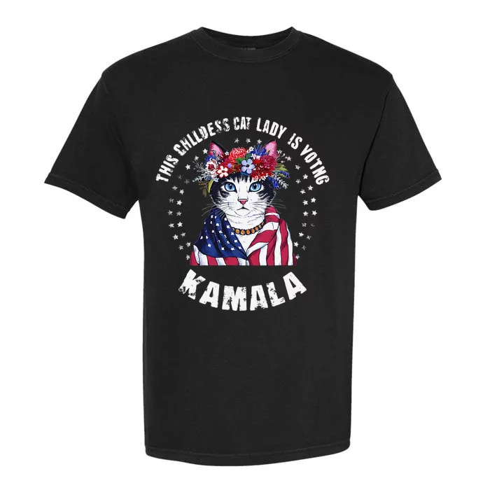 This Childless Cat Lady Ladies Is Voting Kamala 2024 Garment-Dyed Heavyweight T-Shirt