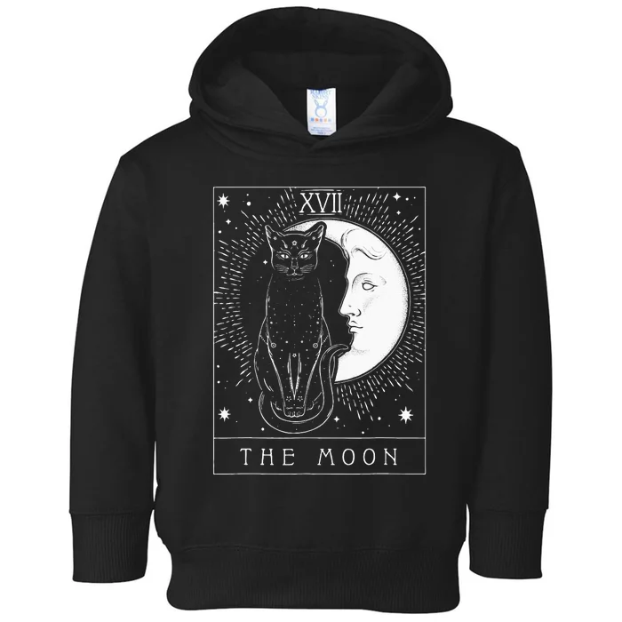 Tarot Card Crescent Moon And Cat Graphic Toddler Hoodie