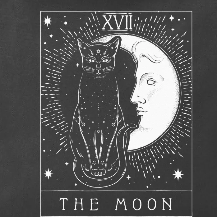 Tarot Card Crescent Moon And Cat Graphic Zip Tote Bag