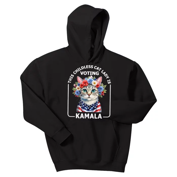 This Childless Cat Lady Ladies Is Voting Kamala Election 24 Kids Hoodie