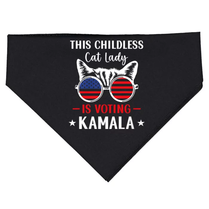 This Childless Cat Lady Is Voting Kamala Harris 2024 USA-Made Doggie Bandana