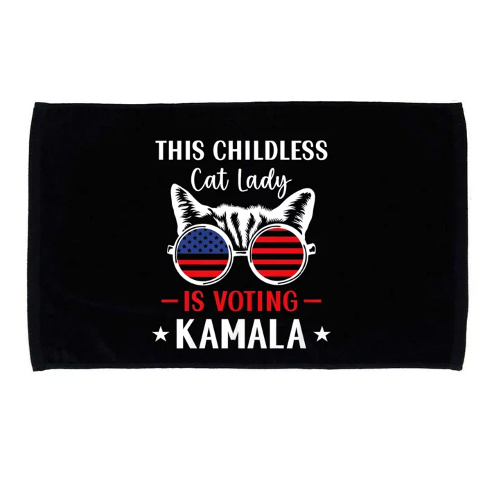 This Childless Cat Lady Is Voting Kamala Harris 2024 Microfiber Hand Towel