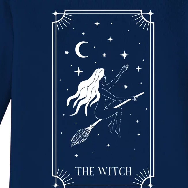 Tarot Card Crescent Moon And Witch Graphic Gift Baby Long Sleeve Bodysuit