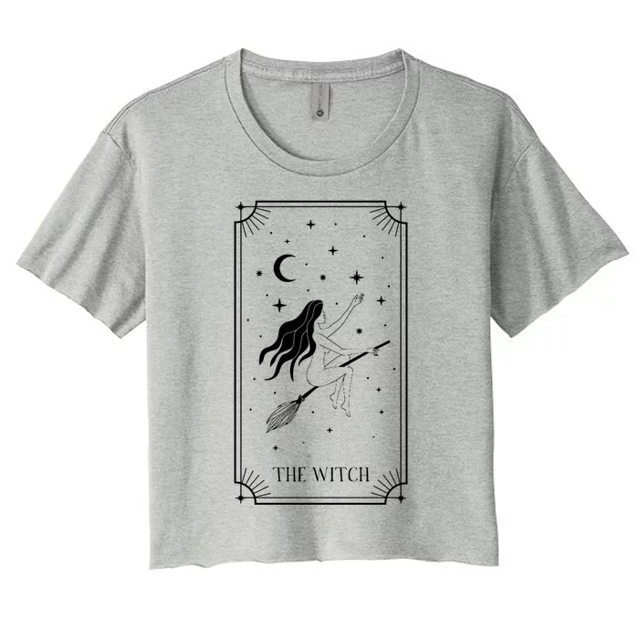 Tarot Card Crescent Moon And Witch Graphic Gift Women's Crop Top Tee