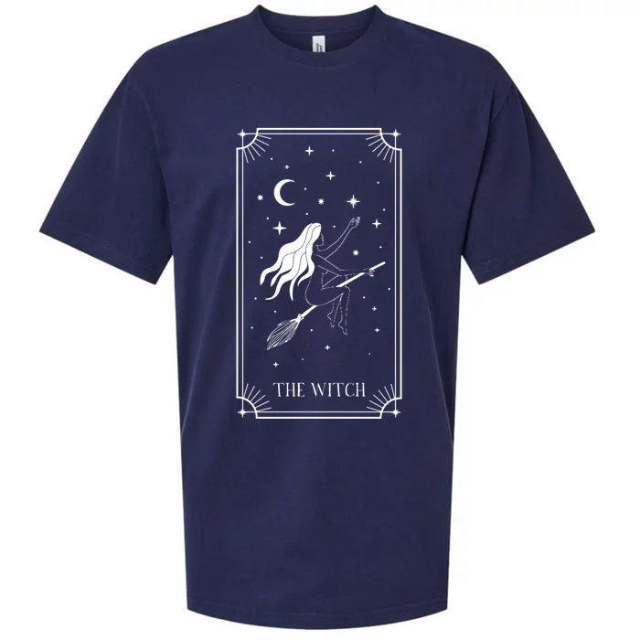 Tarot Card Crescent Moon And Witch Graphic Gift Sueded Cloud Jersey T-Shirt