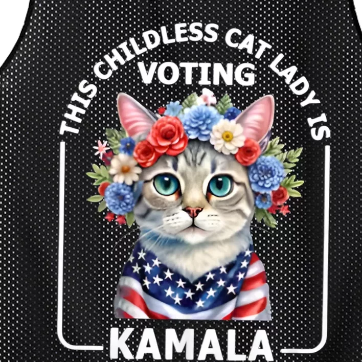 This Childless Cat Lady Ladies Is Voting Kamala Election 24 Mesh Reversible Basketball Jersey Tank