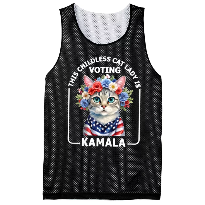 This Childless Cat Lady Ladies Is Voting Kamala Election 24 Mesh Reversible Basketball Jersey Tank