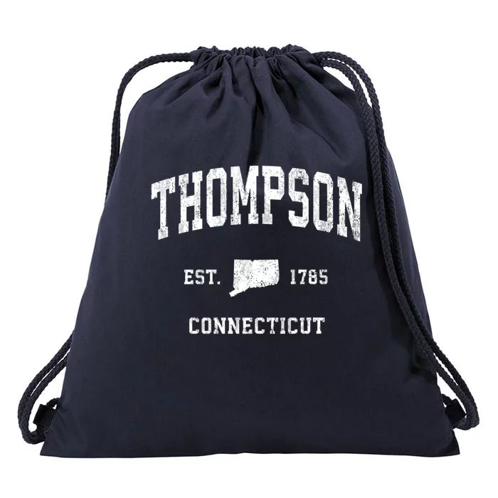 Thompson Connecticut Ct Vintage Athletic Black Sports Design Great Gift Drawstring Bag