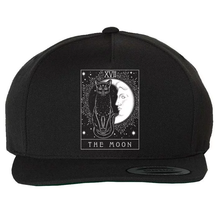 Tarot Card Crescent Moon And Cat Graphic Meaningful Gift Wool Snapback Cap