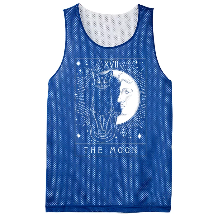 Tarot Card Crescent Moon And Cat Graphic Meaningful Gift Mesh Reversible Basketball Jersey Tank