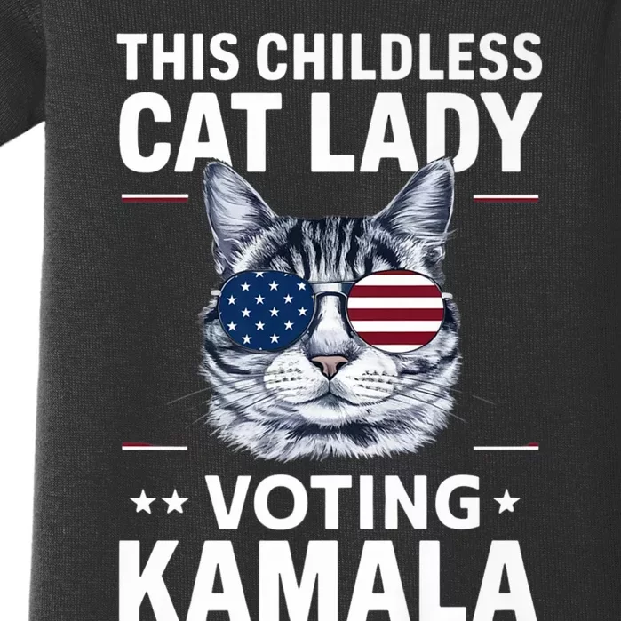 This Childless Cat Lady Is Voting Kamala Harris 2024 Baby Bodysuit